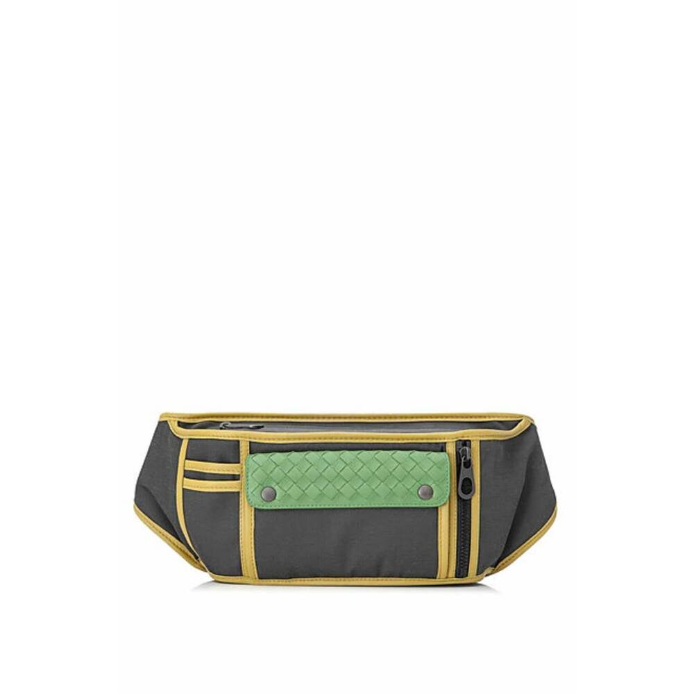 NEW BOTTEGA VENETA men's rudder belt bag in grey/green/yellow